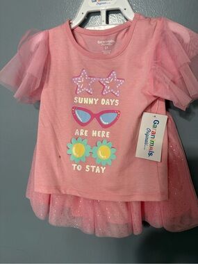 Garanimals Pink Graphic Tee with Tulle Sleeves